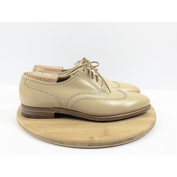 Peal Co Dress Shoes Mens 10 D Brooks Brothers Oxford Beige Wingtip Classic - Picture 2 of 15